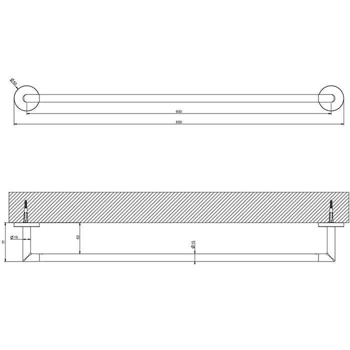 Полотенцедержатель Gessi Tondo 60 см 63703#299 черный матовый
