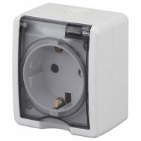 Розетка с заземлением и шторкой, с крышкой Эра Эра Эксперт 11-2402-01