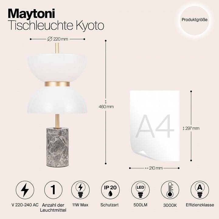 Настольная лампа декоративная Maytoni Киото MOD178TL-L11GR3K