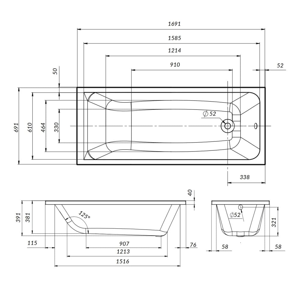Каркас для ванны Am.Pm Gem W90A-170-070W-R