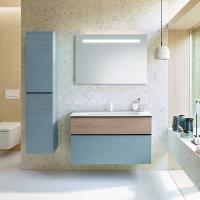 Тумба с раковиной Burgbad Fiumo 102 SFXN102F3957FOT45G0200C0001*1 голубой лед матовый/кашемировый дуб