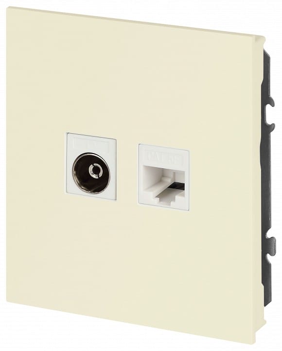 ТВ-розетка и розетка Ethernet RJ-45 без рамки Эра Arktik Б0070495