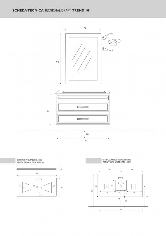 Тумба под раковину Cezares MODERNO TR101/02B.05