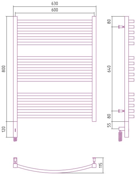 Электрический полотенцесушитель Сунержа Аркус 3.0 800х600 00-5704-8060