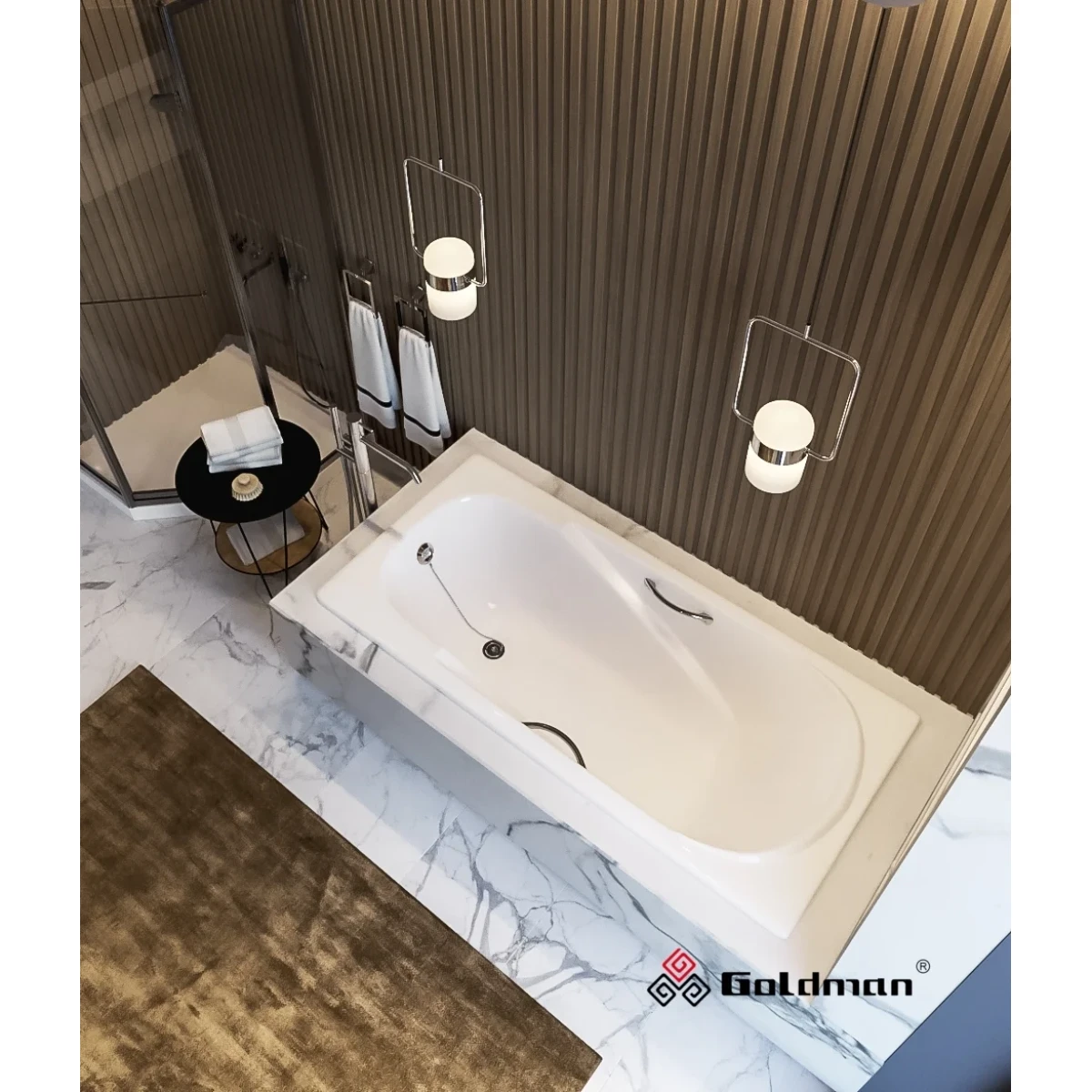 Ванна чугунная Goldman Elegant EG17080H 170x80 см, с отверстиями под ручки, белый