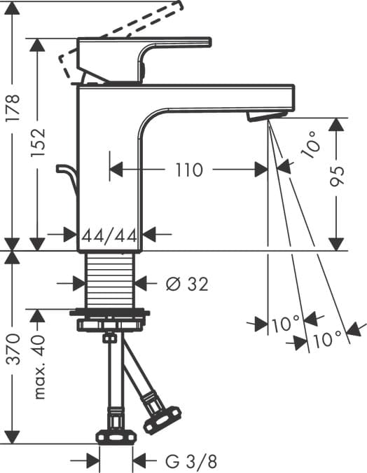 Смеситель для раковины hansgrohe Vernis Shape 71561000 100 со сливным гарнитуром хром