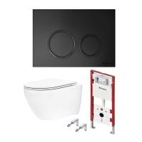 Комплект унитаза с инсталляцией Tece TECEspring R K401104WCR с черной клавишей смыва
