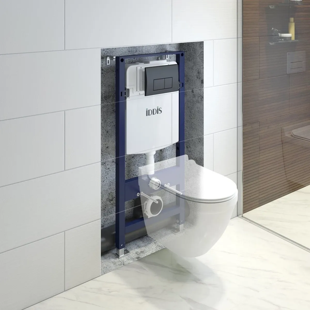 Инсталляция для унитаза IDDIS Optima Home OPH00MBi32K с кнопкой смыва, черный
