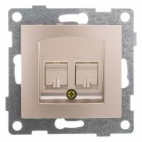 Розетка двойная RJ-12 и Ethernet RJ-45 без рамки Gusi Electric BRAVO С10КТ-027