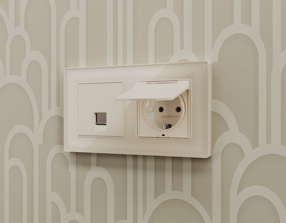 Розетка Ethernet RJ-45 и со шторками, без рамки Ambrella Volt ALFA MA332005