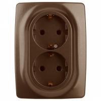 Розетка двойная с заземлением и со шторкой Эра Эра 12 12-2108-13