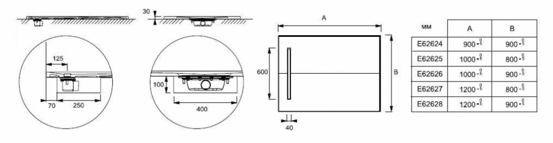 Душевой поддон 120x80 Jacob Delafon Surface E62627-SS2