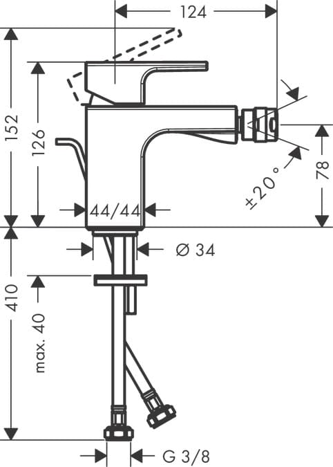 Смеситель для биде hansgrohe Vernis Shape 71211670 со сливным гарнитуром матовый черный