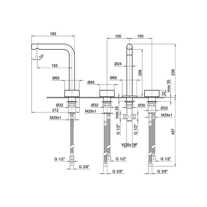 Смеситель для раковины Fantini AF/21 27 93 A206WF сталь