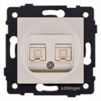 Розетка двойная Ethernet RJ-45 и со шторками, без рамки Kollinger  REA-019GD