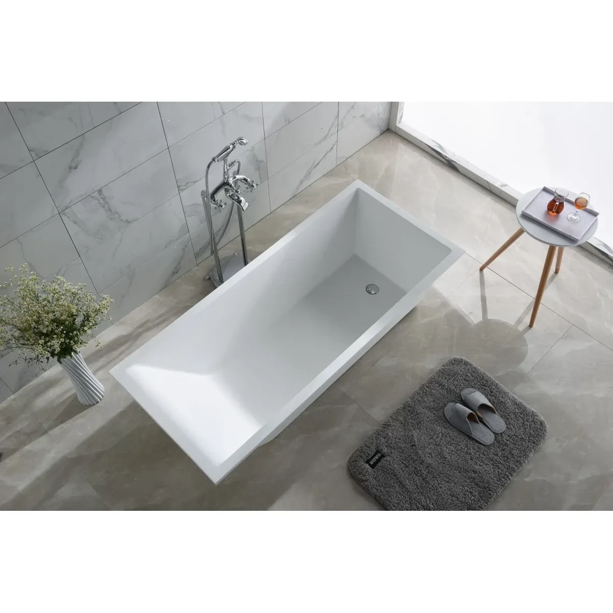 Ванна из литьевого мрамора Timo Anneli Solid Surface ANNELI1675 167,4x73,6 см, белый матовый