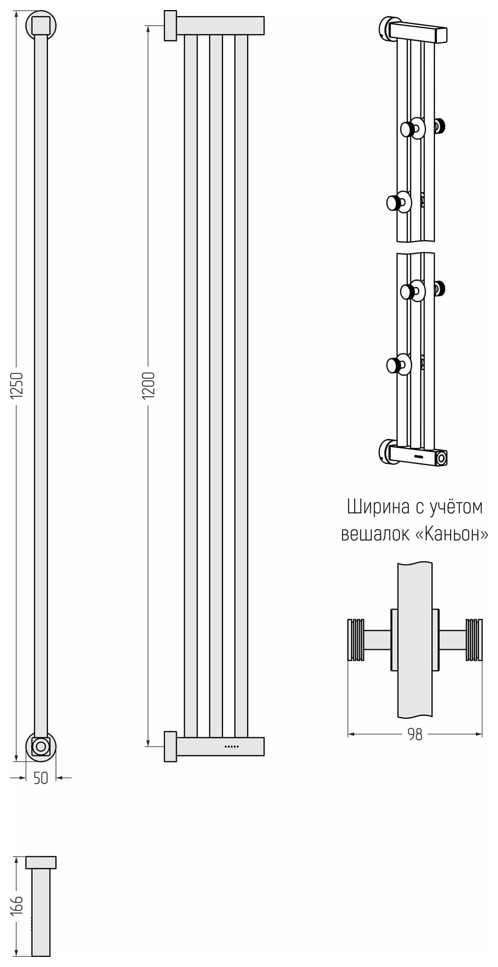 Электрический полотенцесушитель Сунержа Хорда 4.0 1200х166 7039-0834-1200 кварцевый серый