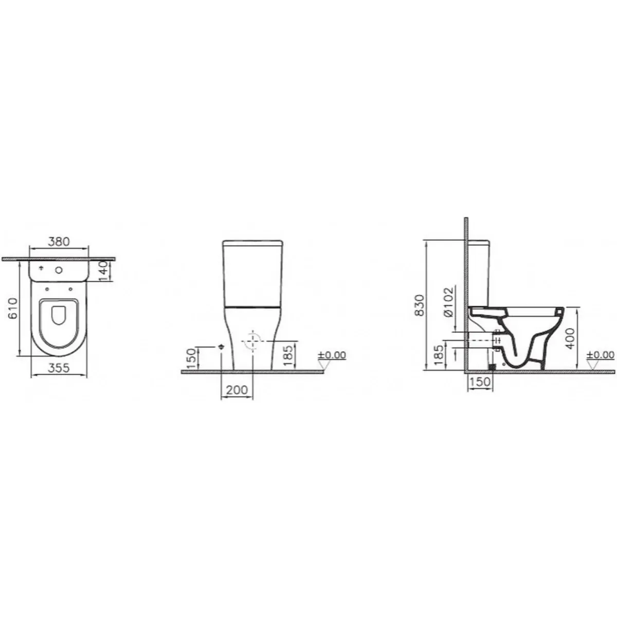 Унитаз-компакт Vitra Zentrum 9012B003-7204 с сиденьем микролифт, белый