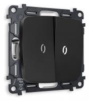 Выключатель проходной двухклавишный с подсветкой без рамки Ambrella Volt Quant MO804035