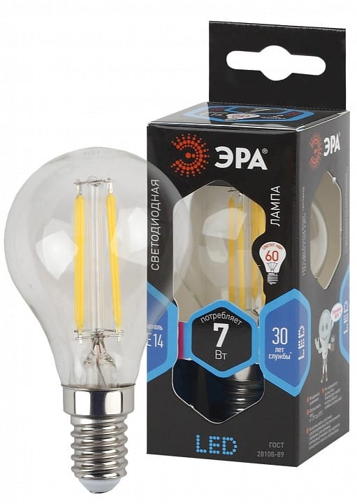 Лампа светодиодная Эра F-LED E14 7Вт 4000K F-LED P45-7W-840-E14