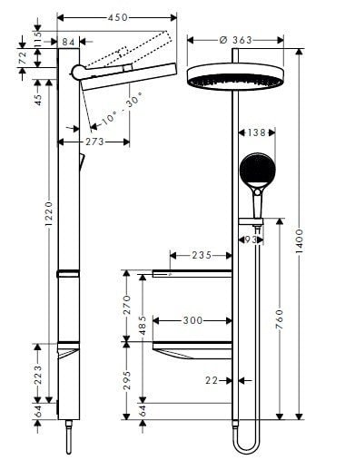 Душевая стойка hansgrohe Rainfinity Showerpipe 360 1jet 26842700