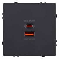 Розетка 2хUSB type A и C без рамки Kollinger Eclipse EC-024BK