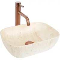 Раковина-чаша Rea Belinda Mini REA-U4700 36x25 см, накладная, бежевый мрамор