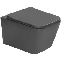 Унитаз подвесной SantiLine SL-5007DG безободковый, с сиденьем микролифт, темно-серый матовый