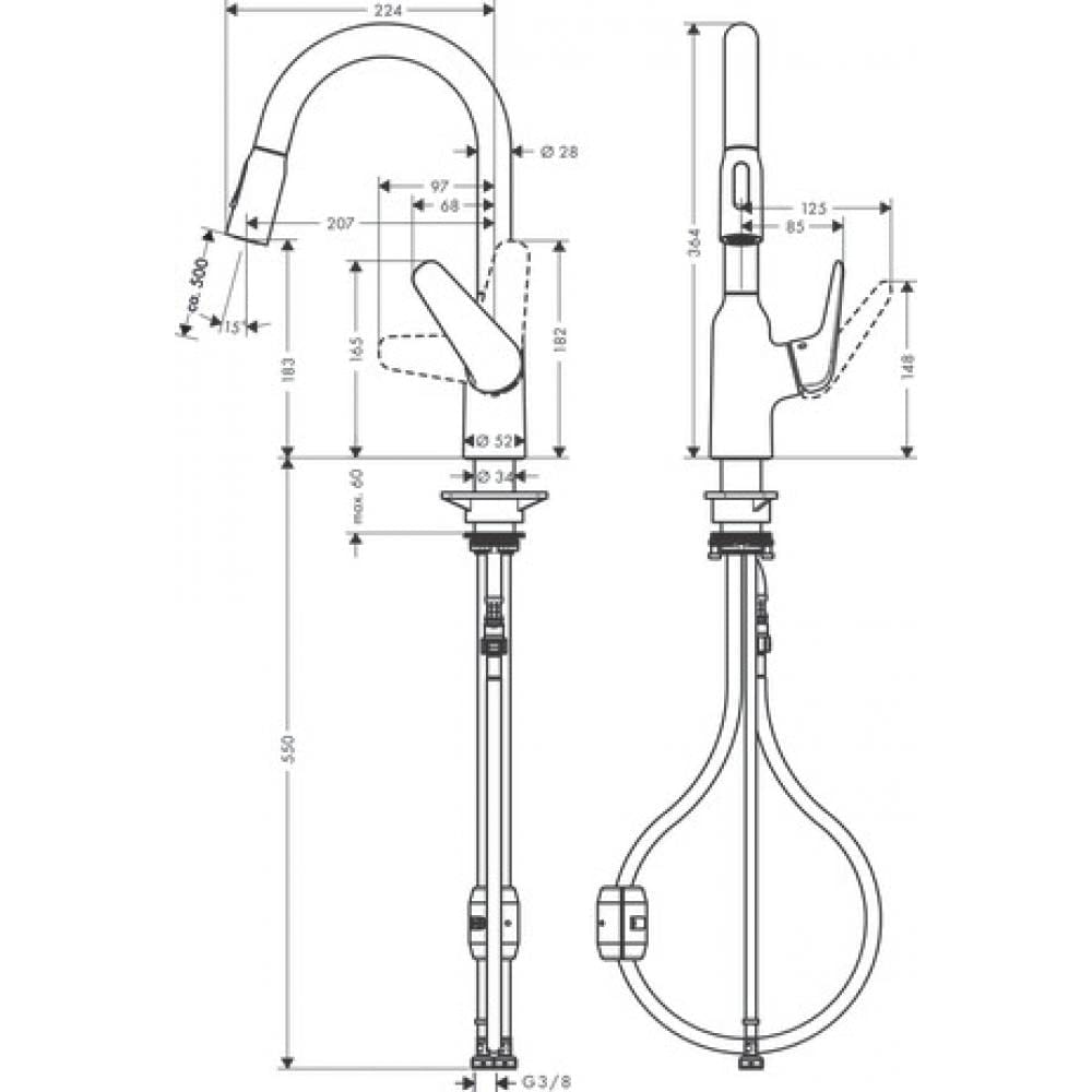 Смеситель для кухни hansgrohe Focus M42 71801800 с вытяжным душем сталь