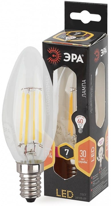 Лампа светодиодная Эра F-LED E14 7Вт 2700K F-LED B35-7W-827-E14