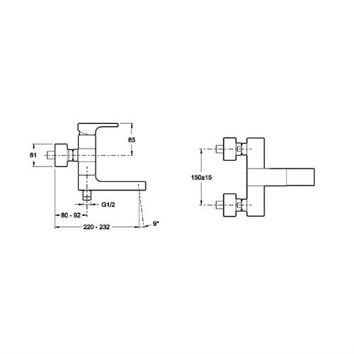 Смеситель для ванны Jacob Delafon STRAYT E45370-CP