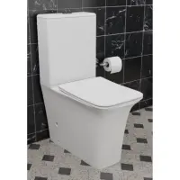 Унитаз-компакт CeramaLux 1222-1A безободковый, с сиденьем микролифт, белый