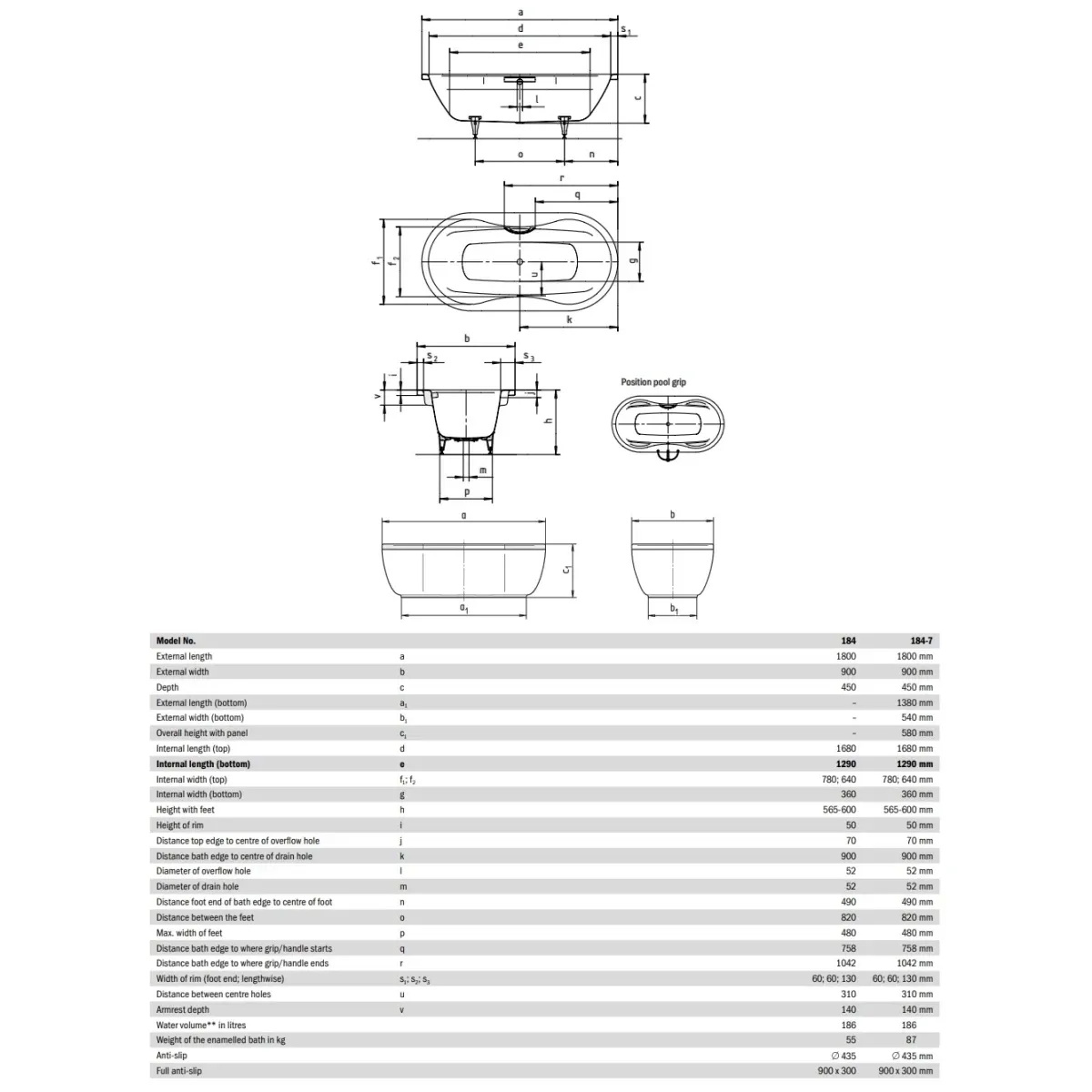 Ванна стальная Kaldewei Mega Duo Oval 184 223800010001 180x90 см, альпийский белый