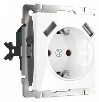 Розетка с заземлением и со шторками и 2хUSB без рамки Werkel белый W1171501