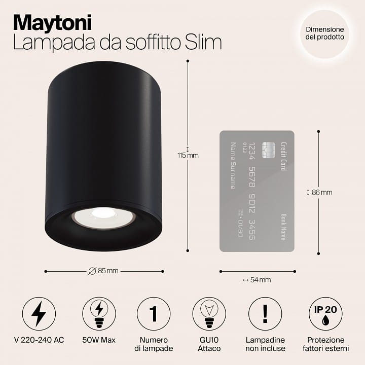Накладной светильник Maytoni Technical Изящность C012CL-01B