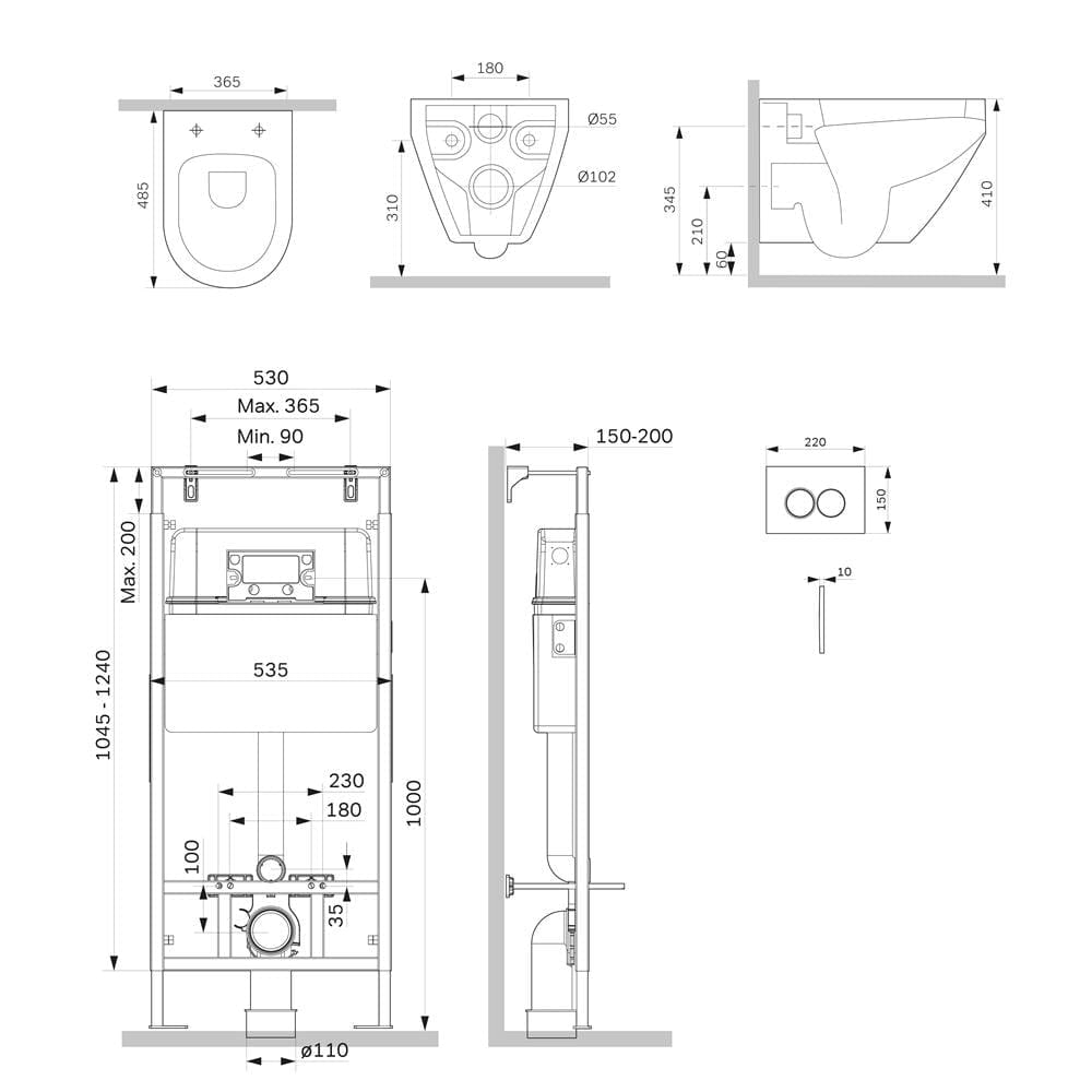 Комплект унитаза с инсталляцией AM.PM Spirit V2.0 IS100101.701700 с крышкой-сиденьем