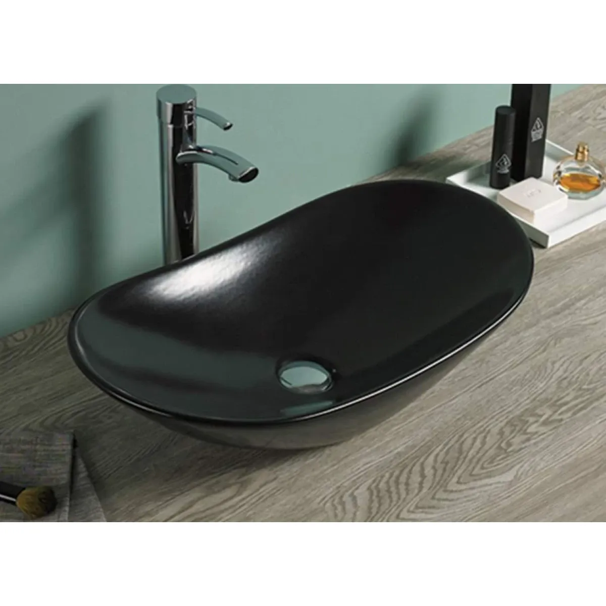 Раковина-чаша CeramaLux 7811AMB 61,5x36 см, накладная, черный матовый