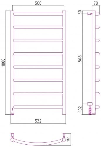 Электрический полотенцесушитель Сунержа Галант 4.0 1000х500 31-0830-1050 матовый черный
