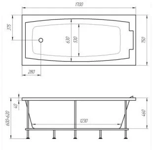 Акриловая ванна Relisan Kristina 170х75 Гл000008873 белый