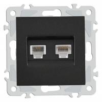 Розетка двойная RJ-11 и Ethernet RJ-45 без рамки Arte Milano am-206 206.44-1.black