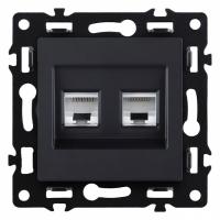 Розетка двойная Ethernet RJ-45 и со шторками, без рамки Kollinger Asthetik AS-018BK