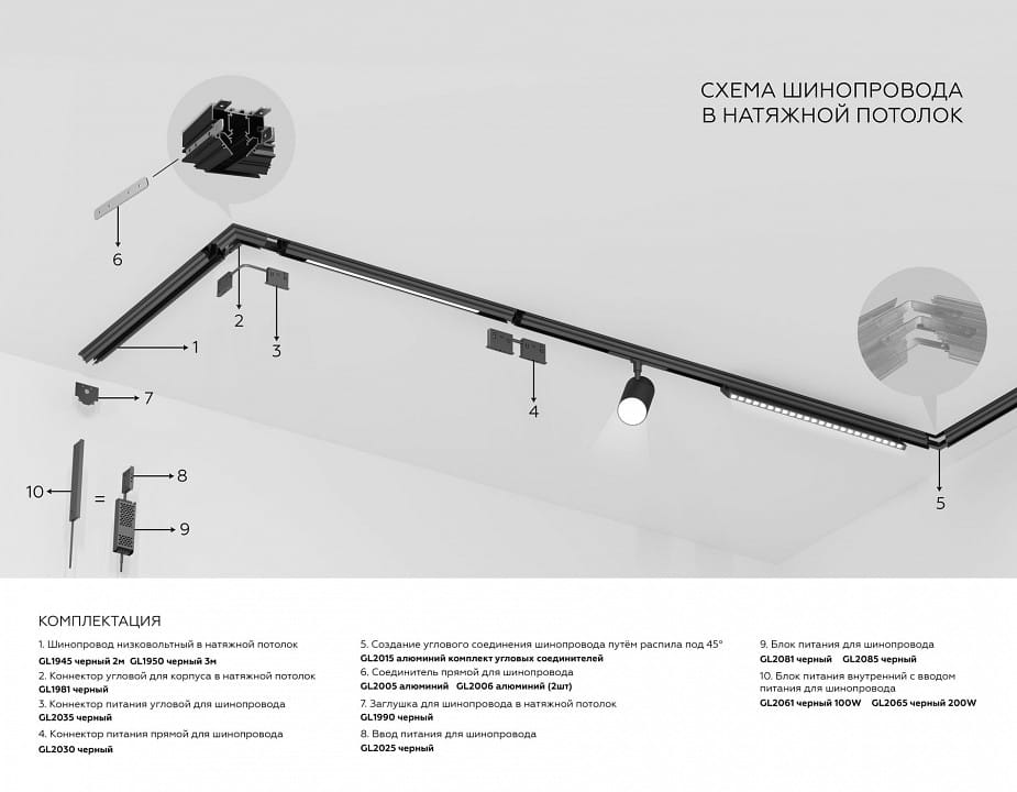 Трек встраиваемый Ambrella Light TRACK SYSTEM GL1945