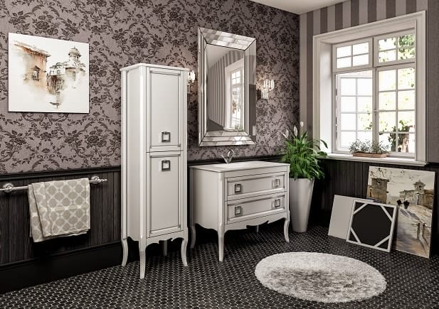 Тумба с раковиной Bagno Piu Moretta 2.0 96 белый матовый/серебро