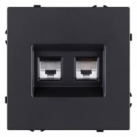 Розетка двойная Ethernet RJ-45 и со шторками, без рамки Kollinger Eclipse EC-018BK