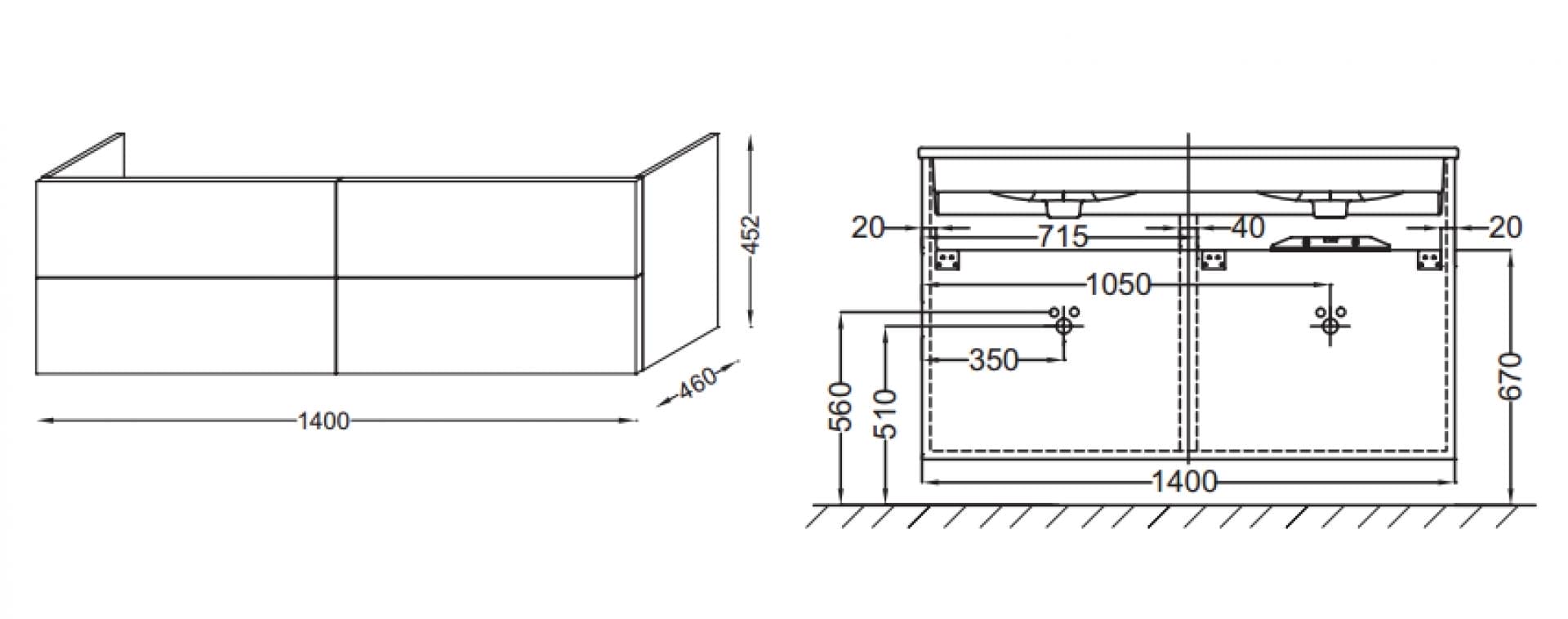 Тумба под раковину 140 см Jacob Delafon Vox EB2070-R2-E16 ореховое дерево