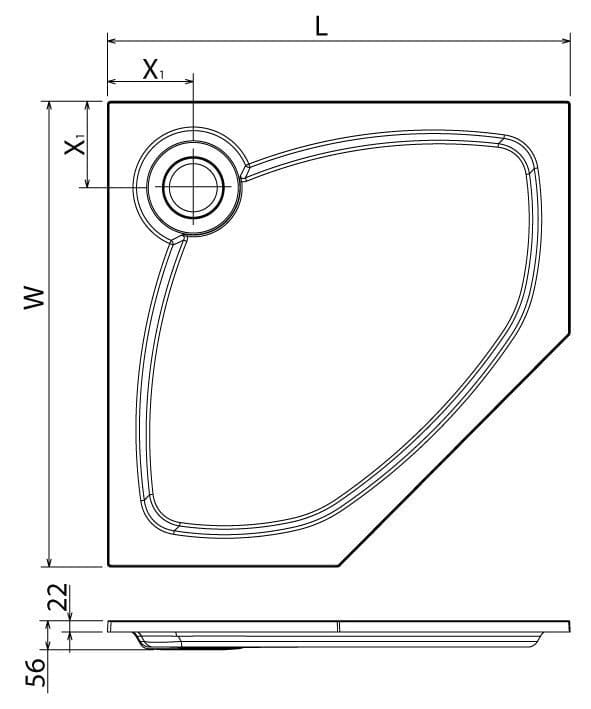 Душевой поддон Cezares TRAY-S-P-100-56-W