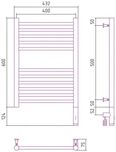 Электрический полотенцесушитель Сунержа Богема 3.0 прямая 600х400 05-5805-6040 состаренная бронза