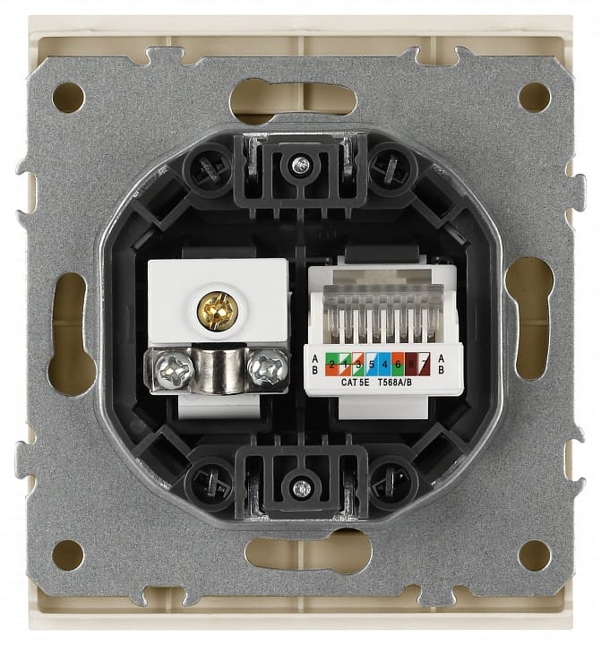 ТВ-розетка и розетка Ethernet RJ-45 без рамки Эра Arktik Б0070497