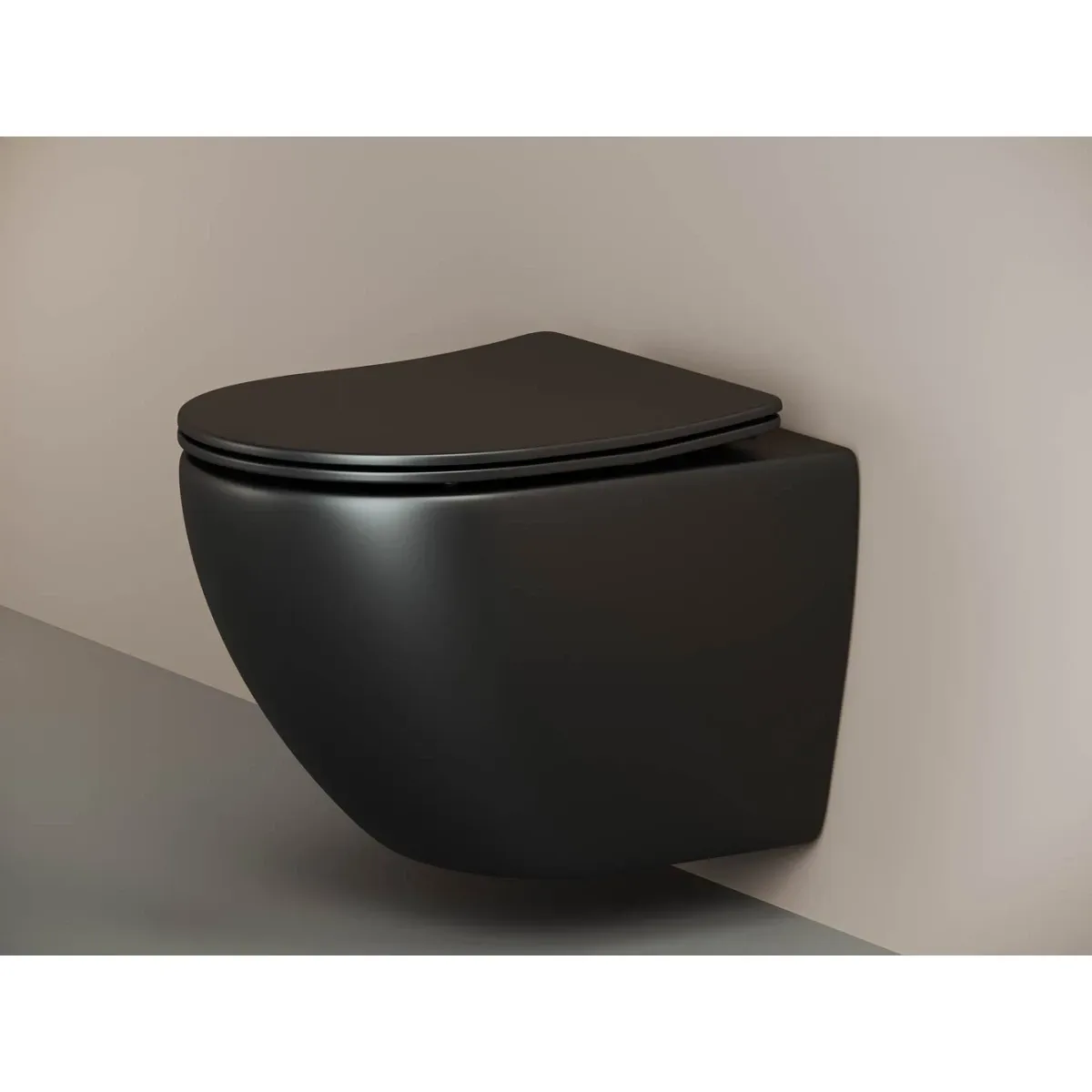 Унитаз подвесной Ceramica Nova Metropol CN4002MB безободковый, с сиденьем микролифт, черный матовый