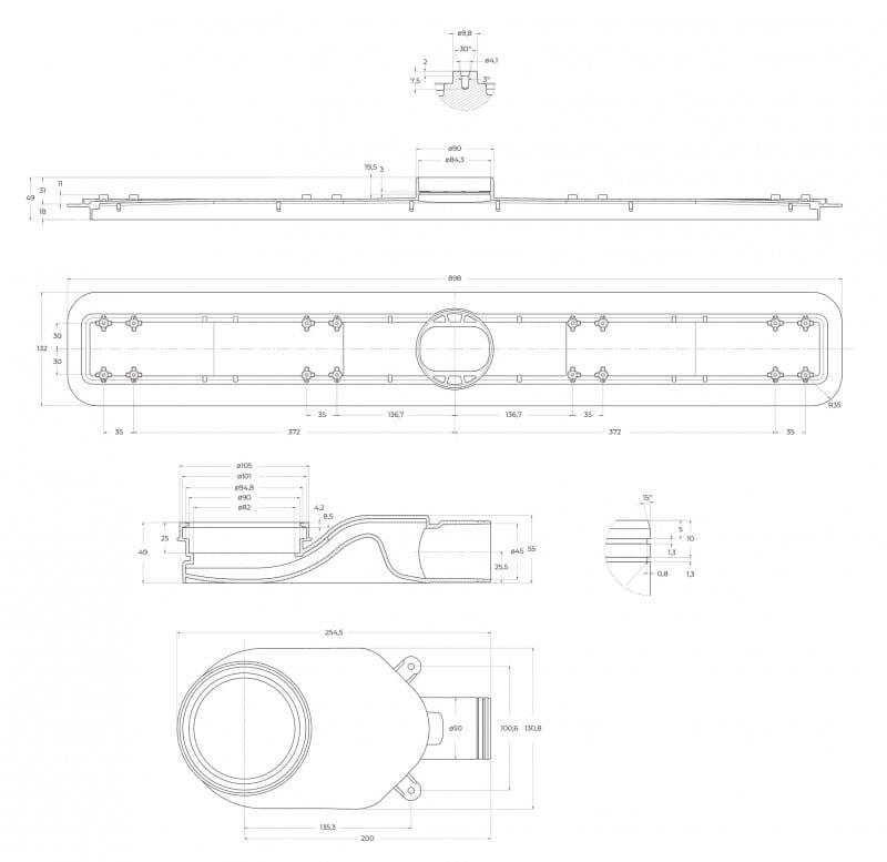 Душевой лоток BelBagno BB-LD-LUCE-90-NERO